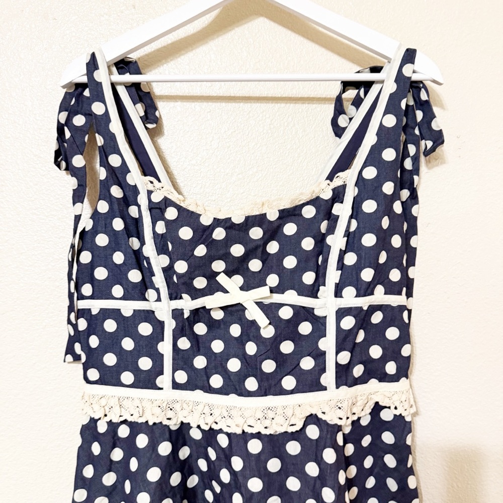 For Love & Lemons Dolly Denim Polka Dot Mini Dress Free People Size XL NEW $229 - Picture 16 of 16